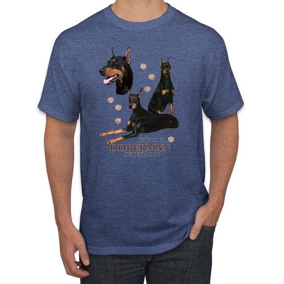 If It's Not a Doberman It's Just a Dog Gift | Mens Dog Lover Graphic T-Shirt, Vintage Heather Blue, Medium
