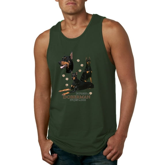 If It's Not a Doberman It's Just a Dog Gift | Mens Dog Lover Graphic Tank Top, Forest Green, Large
