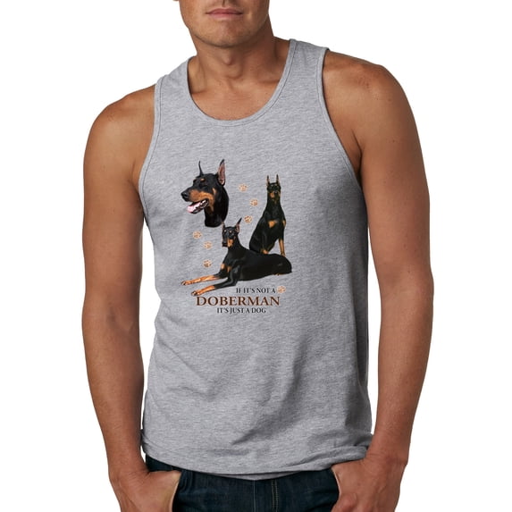 If It's Not a Doberman It's Just a Dog Gift | Mens Dog Lover Graphic Tank Top, Heather Grey, Medium