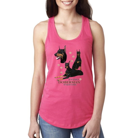 If It's Not a Doberman It's Just a Dog Gift | Womens Dog Lover Jersey Racerback Tank Top, Hot Pink, Medium