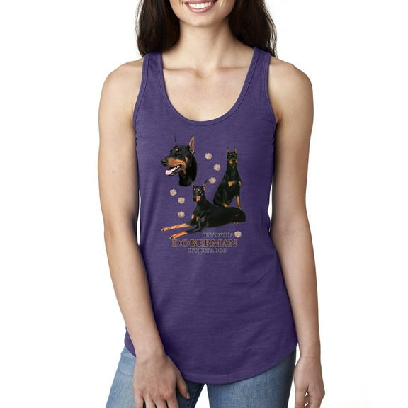 If It's Not a Doberman It's Just a Dog Gift | Womens Dog Lover Jersey Racerback Tank Top, Purple Rush, Large