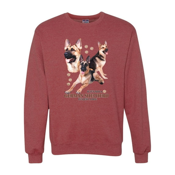 If It's Not a German Shepherd It's Just a Dog Gift | Mens Dog Lover Crewneck Graphic Sweatshirt, Vintage Heather Red, Large