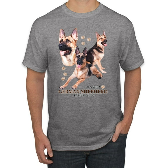 If It's Not a German Shepherd It's Just a Dog Gift | Mens Dog Lover Graphic T-Shirt, Heather Grey, 2XL