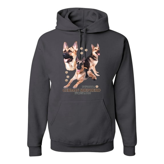 If It's Not a German Shepherd It's Just a Dog Gift | Mens Dog Lover Hooded Sweatshirt Graphic Hoodie, Charcoal, Small