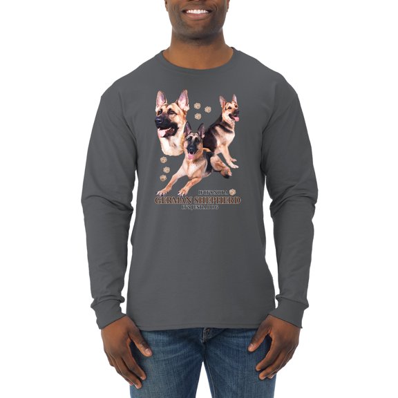 If It's Not a German Shepherd It's Just a Dog Gift | Mens Dog Lover Long Sleeve T-Shirt, Charcoal, 2XL
