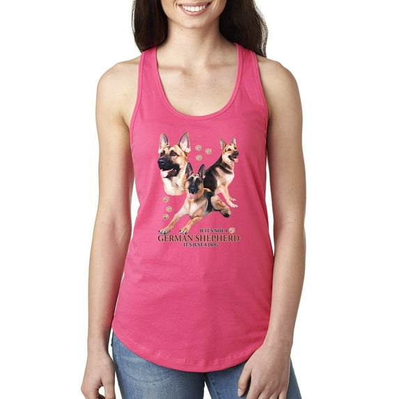 If It's Not a German Shepherd It's Just a Dog Gift | Womens Dog Lover Jersey Racerback Tank Top, Hot Pink, Small