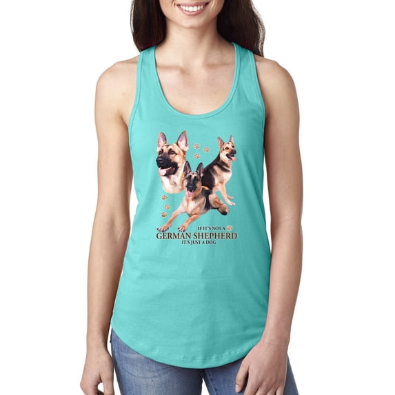 If It's Not a German Shepherd It's Just a Dog Gift | Womens Dog Lover Jersey Racerback Tank Top, Tahiti Blue, Medium