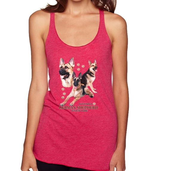 If It's Not a German Shepherd It's Just a Dog Gift | Womens Dog Lover Premium Tri-Blend Racerback Tank Top, Shocking Pink, X-Large