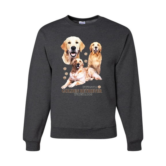 If It's Not a Golden Retriever It's Just a Dog Gift | Mens Dog Lover Crewneck Graphic Sweatshirt, Heather Black, Medium