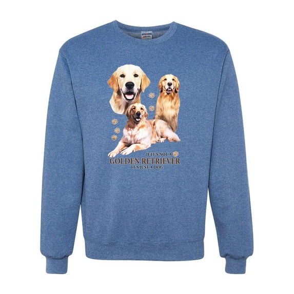 If It's Not a Golden Retriever It's Just a Dog Gift | Mens Dog Lover Crewneck Graphic Sweatshirt, Vintage Heather Blue, 3XL
