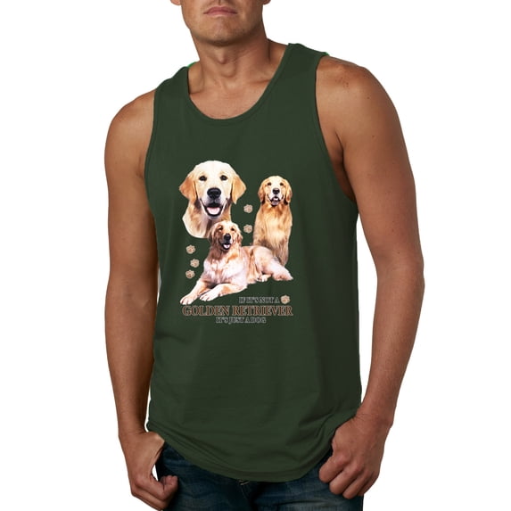 If It's Not a Golden Retriever It's Just a Dog Gift | Mens Dog Lover Graphic Tank Top, Forest Green, 2XL