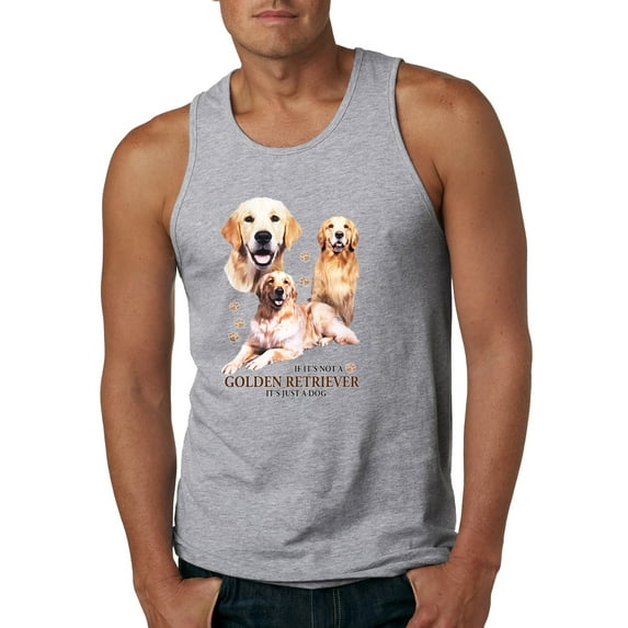 If It's Not a Golden Retriever It's Just a Dog Gift | Mens Dog Lover Graphic Tank Top, Heather Grey, 2XL