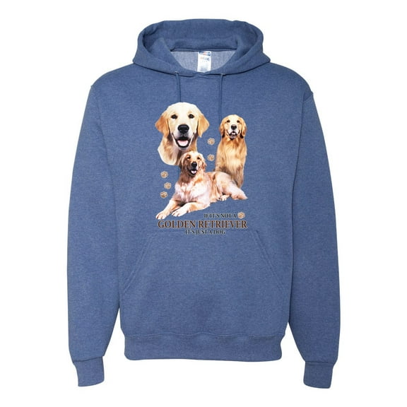 If It's Not a Golden Retriever It's Just a Dog Gift | Mens Dog Lover Hooded Sweatshirt Graphic Hoodie, Vintage Heather Blue, X-Large