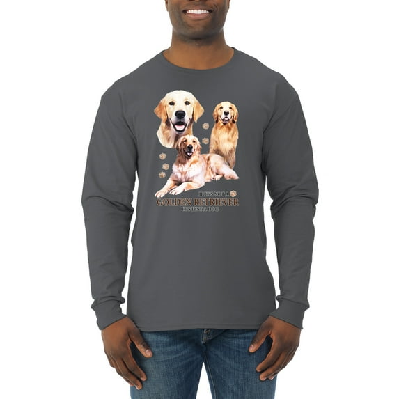 If It's Not a Golden Retriever It's Just a Dog Gift | Mens Dog Lover Long Sleeve T-Shirt, Charcoal, Small