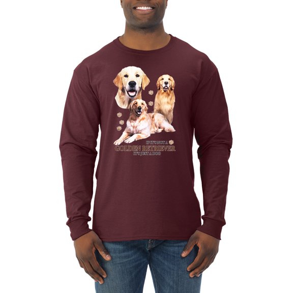 If It's Not a Golden Retriever It's Just a Dog Gift | Mens Dog Lover Long Sleeve T-Shirt, Maroon, X-Large