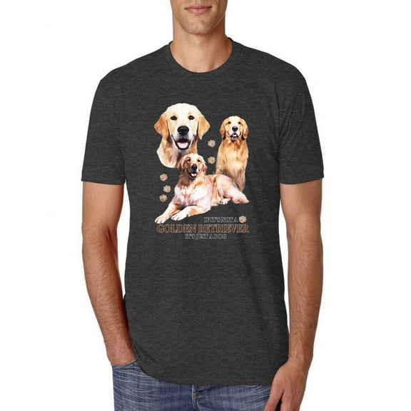 If It's Not a Golden Retriever It's Just a Dog Gift | Mens Dog Lover Premium Tri Blend T-Shirt, Vintage Black, Large