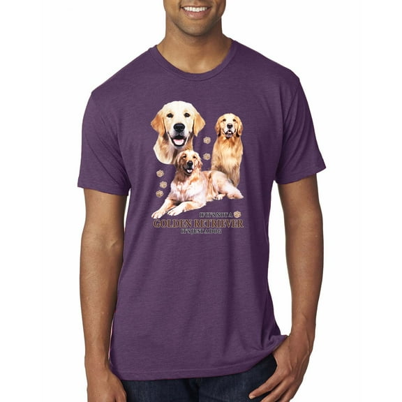 If It's Not a Golden Retriever It's Just a Dog Gift | Mens Dog Lover Premium Tri Blend T-Shirt, Vintage Purple, Small