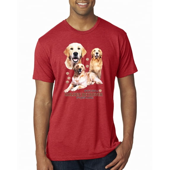 If It's Not a Golden Retriever It's Just a Dog Gift | Mens Dog Lover Premium Tri Blend T-Shirt, Vintage Red, Small