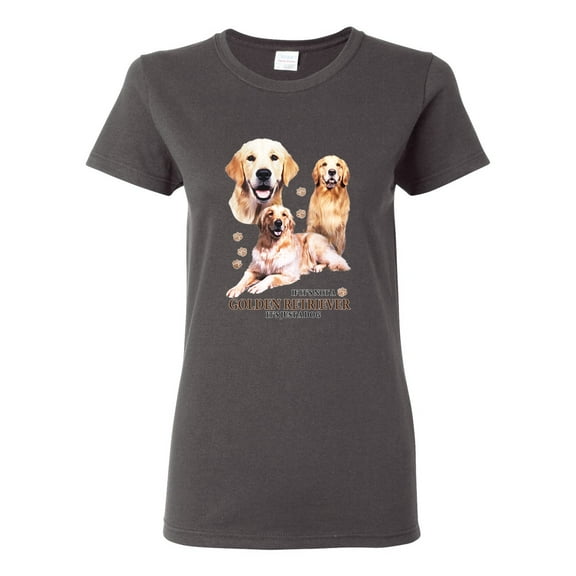 If It's Not a Golden Retriever It's Just a Dog Gift | Womens Dog Lover Graphic T-Shirt, Charcoal, Large