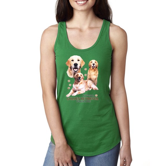 If It's Not a Golden Retriever It's Just a Dog Gift | Womens Dog Lover Jersey Racerback Tank Top, Kelly, Small