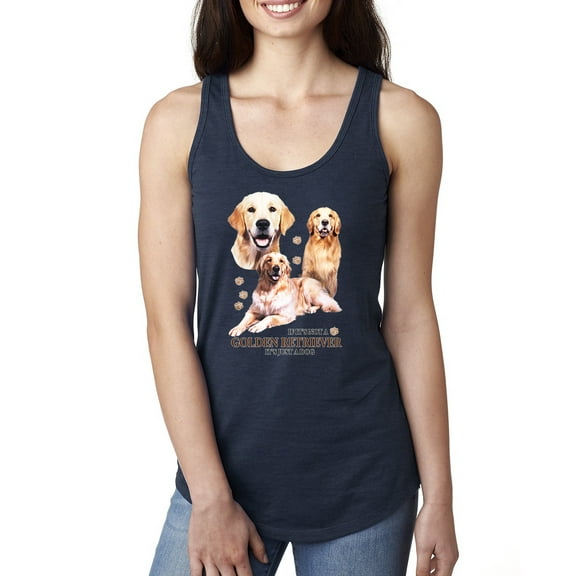 If It's Not a Golden Retriever It's Just a Dog Gift | Womens Dog Lover Jersey Racerback Tank Top, Navy, X-Large
