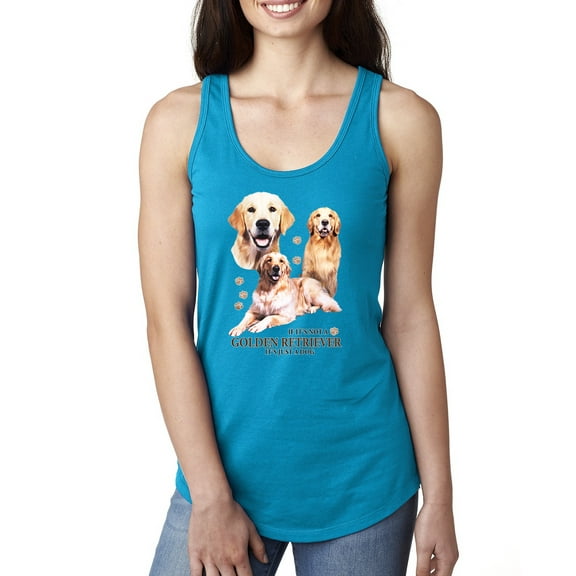 If It's Not a Golden Retriever It's Just a Dog Gift | Womens Dog Lover Jersey Racerback Tank Top, Turquoise, Medium