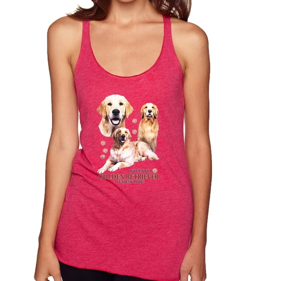 If It's Not a Golden Retriever It's Just a Dog Gift | Womens Dog Lover Premium Tri-Blend Racerback Tank Top, Shocking Pink, Small