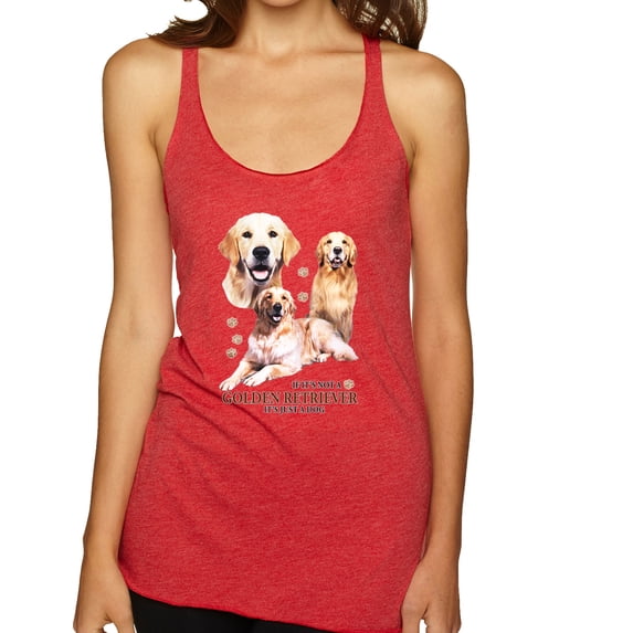 If It's Not a Golden Retriever It's Just a Dog Gift | Womens Dog Lover Premium Tri-Blend Racerback Tank Top, Vintage Red, X-Large