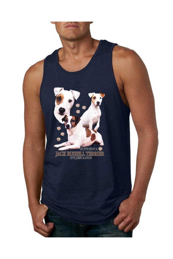 If It's Not a Jack Russell Terrier It's Just a Dog | Mens Dog Lover Graphic Tank Top, Navy, Small