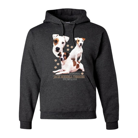 If It's Not a Jack Russell Terrier It's Just a Dog | Mens Dog Lover Hooded Sweatshirt Graphic Hoodie, Heather Black, 3XL