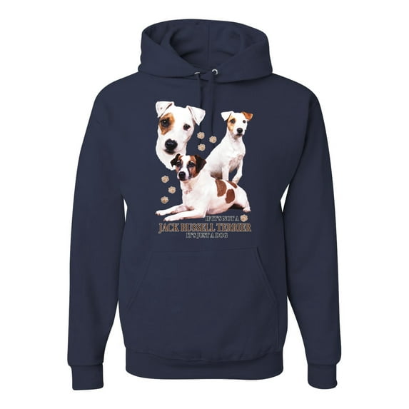 If It's Not a Jack Russell Terrier It's Just a Dog | Mens Dog Lover Hooded Sweatshirt Graphic Hoodie, Navy, Small