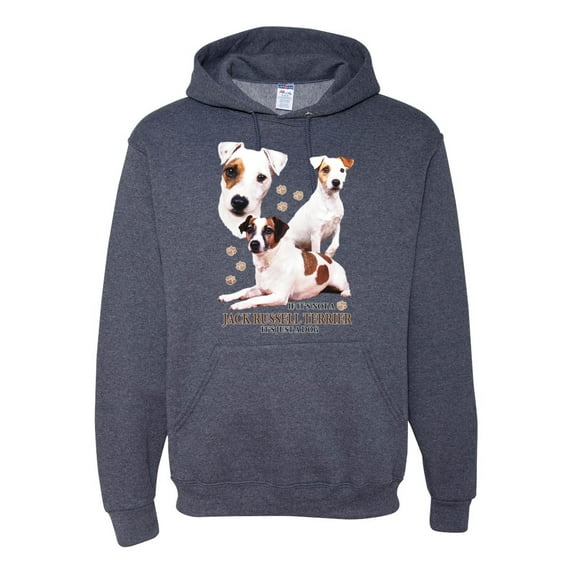 If It's Not a Jack Russell Terrier It's Just a Dog | Mens Dog Lover Hooded Sweatshirt Graphic Hoodie, Vintage Heather Navy, Large