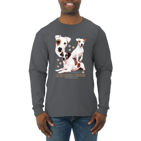 If It's Not a Jack Russell Terrier It's Just a Dog | Mens Dog Lover Long Sleeve T-Shirt, Charcoal, 3XL