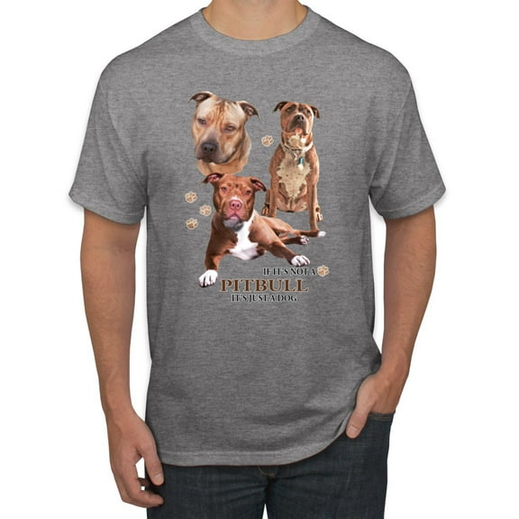 If It's Not a Pitbull It's Just a Dog Gift | Mens Dog Lover Graphic T-Shirt, Heather Grey, Large
