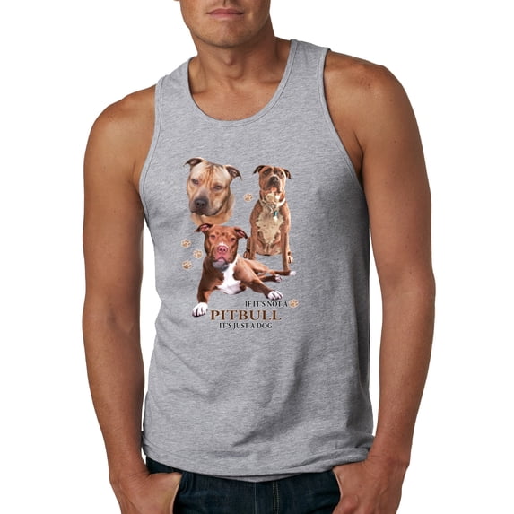 If It's Not a Pitbull It's Just a Dog Gift | Mens Dog Lover Graphic Tank Top, Heather Grey, Medium