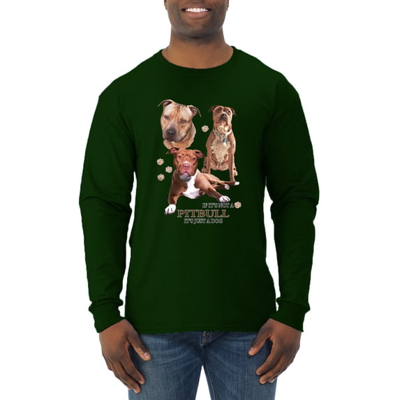 If It's Not a Pitbull It's Just a Dog Gift | Mens Dog Lover Long Sleeve T-Shirt, Forest Green, 3XL