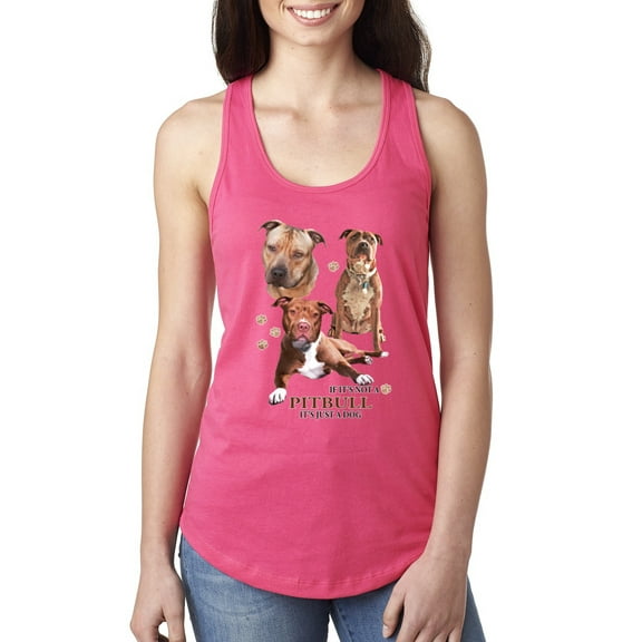 If It's Not a Pitbull It's Just a Dog Gift | Womens Dog Lover Jersey Racerback Tank Top, Hot Pink, Medium