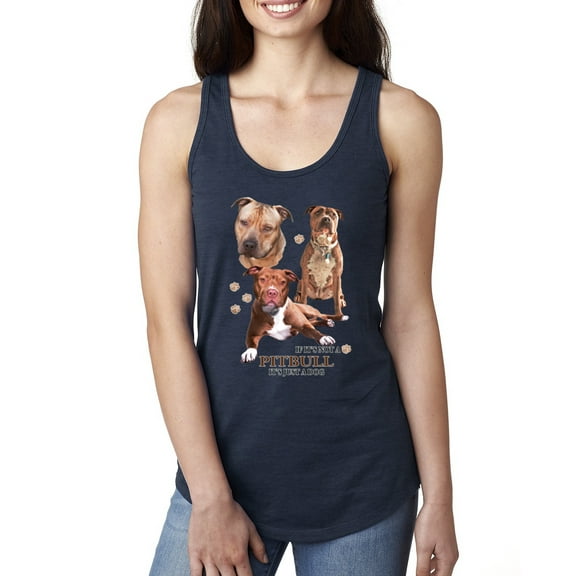 If It's Not a Pitbull It's Just a Dog Gift | Womens Dog Lover Jersey Racerback Tank Top, Navy, Medium