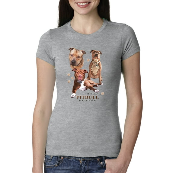 If It's Not a Pitbull It's Just a Dog Gift | Womens Dog Lover Slim Fit Junior Tee, Heather Grey, Small