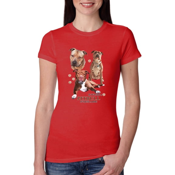 If It's Not a Pitbull It's Just a Dog Gift | Womens Dog Lover Slim Fit Junior Tee, Red, X-Large