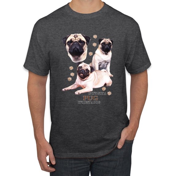 If It's Not a Pug It's Just a Dog Gift | Mens Dog Lover Graphic T-Shirt, Heather Black, Small