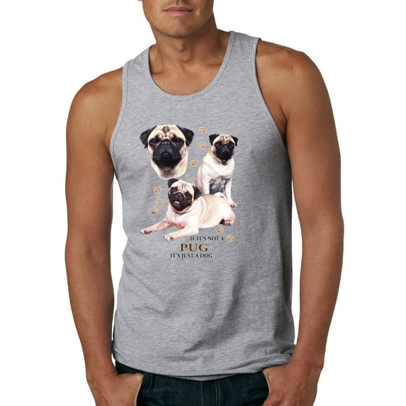 If It's Not a Pug It's Just a Dog Gift | Mens Dog Lover Graphic Tank Top, Heather Grey, 3XL