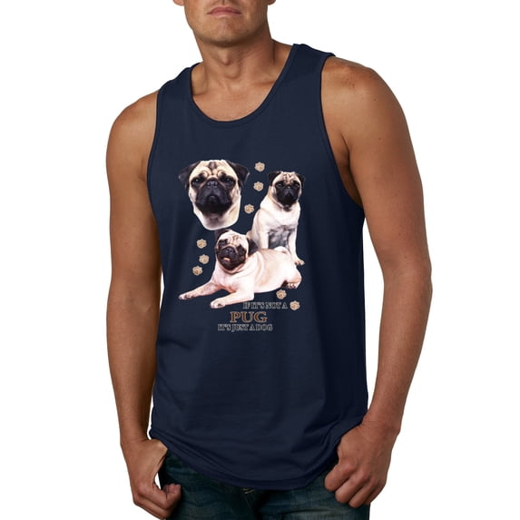 If It's Not a Pug It's Just a Dog Gift | Mens Dog Lover Graphic Tank Top, Navy, X-Large