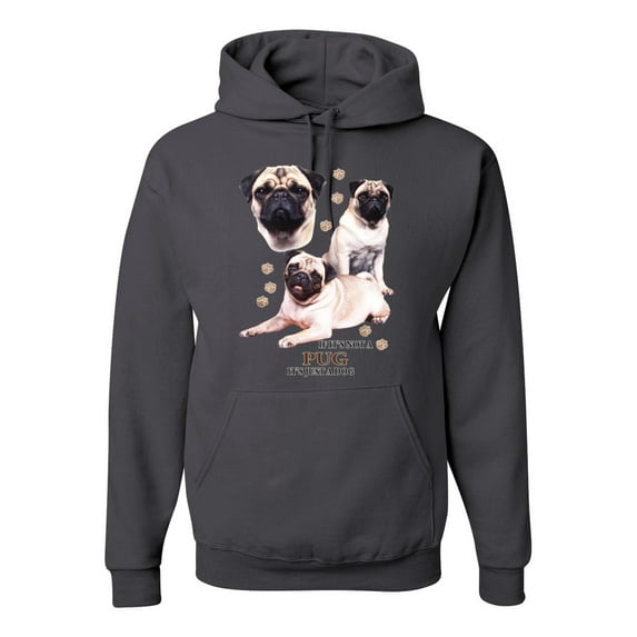If It's Not a Pug It's Just a Dog Gift | Mens Dog Lover Hooded Sweatshirt Graphic Hoodie, Charcoal, Medium