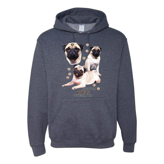If It's Not a Pug It's Just a Dog Gift | Mens Dog Lover Hooded Sweatshirt Graphic Hoodie, Vintage Heather Navy, 2XL
