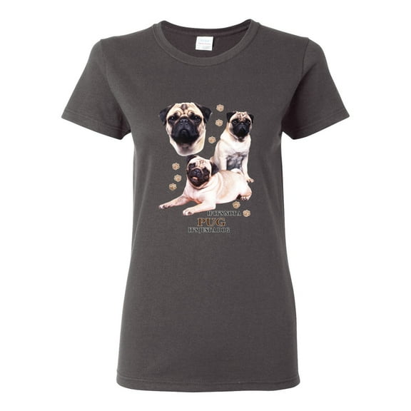 If It's Not a Pug It's Just a Dog Gift | Womens Dog Lover Graphic T-Shirt, Charcoal, Medium