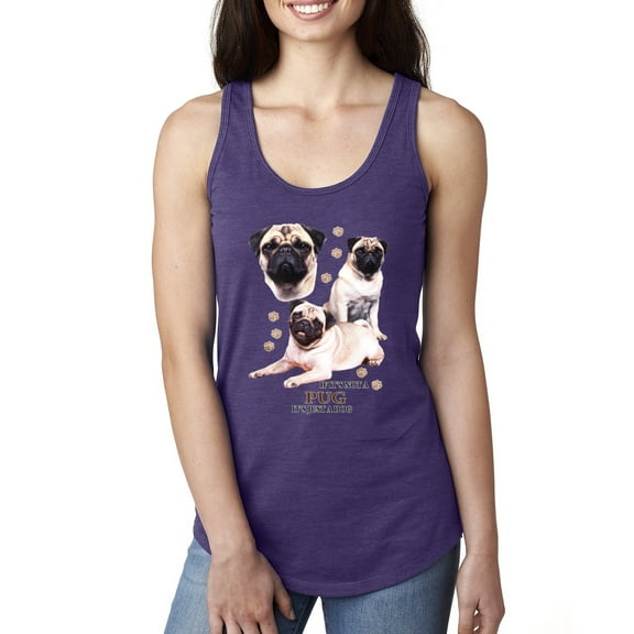 If It's Not a Pug It's Just a Dog Gift | Womens Dog Lover Jersey Racerback Tank Top, Purple Rush, Small