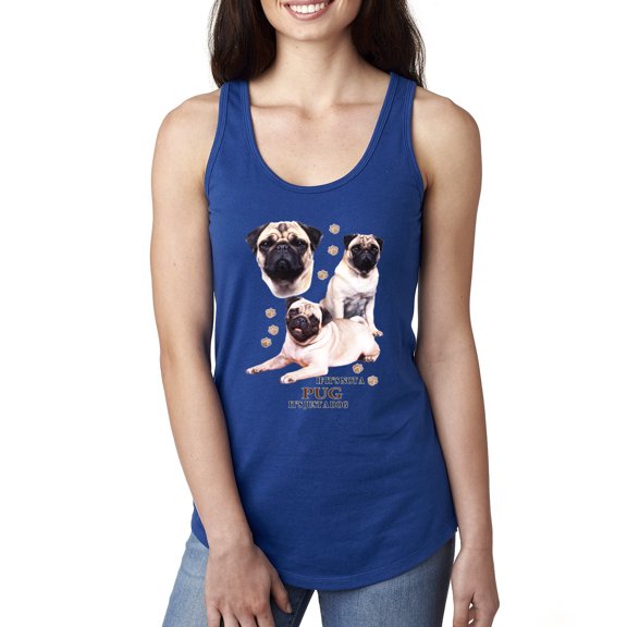 If It's Not a Pug It's Just a Dog Gift | Womens Dog Lover Jersey Racerback Tank Top, Royal, Medium