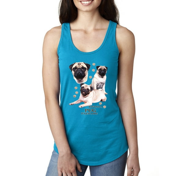 If It's Not a Pug It's Just a Dog Gift | Womens Dog Lover Jersey Racerback Tank Top, Turquoise, Medium