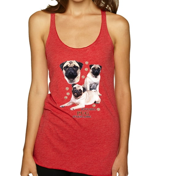If It's Not a Pug It's Just a Dog Gift | Womens Dog Lover Premium Tri-Blend Racerback Tank Top, Vintage Red, Small
